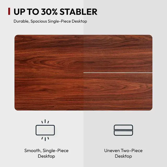 Alt view image 7 of 7 - Electric Standing Desk with Clamp Power Strip 60"x 24" Whole-Piece Desktop Height Adjustable Stand Up Desk with Cable Management Home Office Desk Silver Frame/Mahogany Top