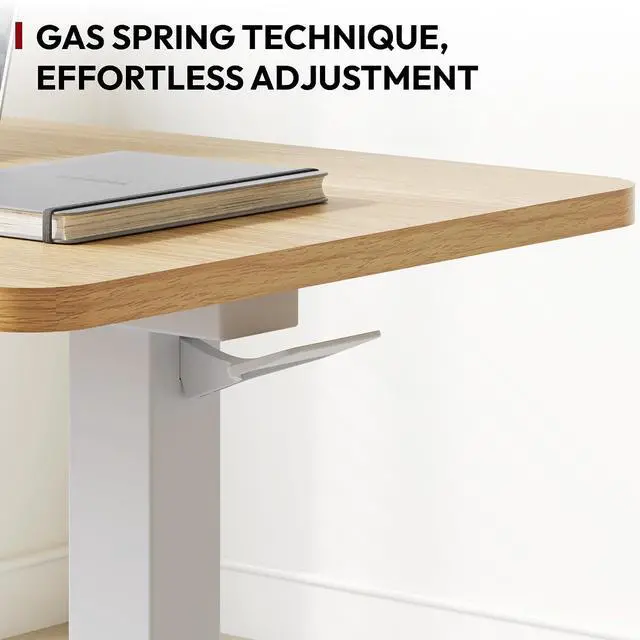 Alt view image 7 of 7 - Mobile Standing Desk with Hidden Wheels,Pneumatic Laptop Desk Rolling Computer Cart Movable Height Adjustable Small Sit Stand Desk for Home Office(31.5" W x 17.7" D,Maple)