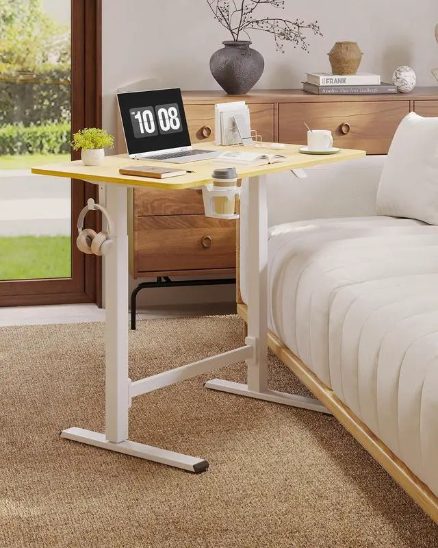 Main image of Mobile Workstation Standing Desk with Gas-Spring Lift, Rolling Desk Adjustable Height, One-Piece Desktop Workstation with WheelsWalking Pad & Treadmill Compatible, Portable Home Office Desk