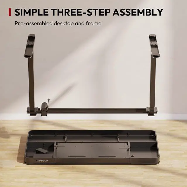 Alt view image 6 of 7 - Standing Desk with Drawer, Electric Height Adjustable Home Office Desk with Storage & USB Ports, 48 inch Black Wood Tabletop/White Frame