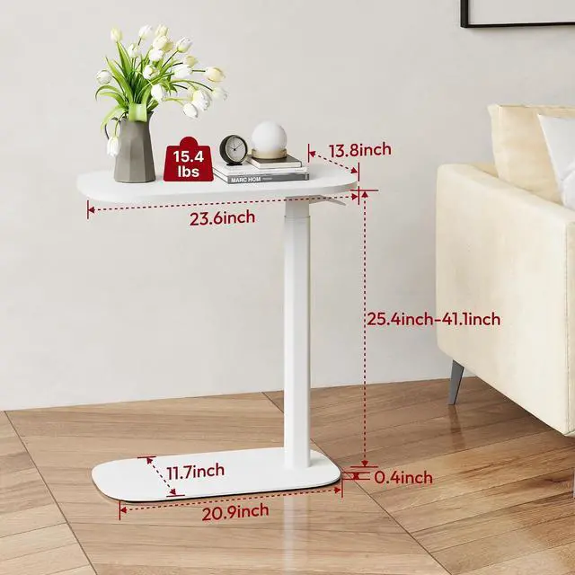 Alt view image 2 of 7 - Small Standing Desk Pneumatic Height Adjustable Sit Stand Laptop Desk Overbed Table Computer Cart for Home Office Workstations (23.6" W x 13.8" D, White)