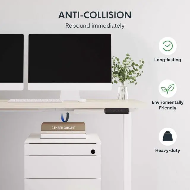 Alt view image 7 of 7 - L Shaped Standing Desk Adjustable Height, Electric Corner Standing Desk, 63 x 55 inch Sit Stand Computer Table with Splice Board, Maple