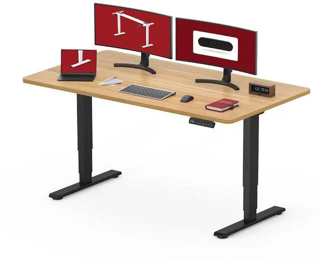 Main image of 48" Electric Standing Desk,One-piece Dual Motor Height Adjustable Desk, Stable and Durable 3-Stage Stand up Desk for Home Office (Black Frame/48 x 30 Inch Maple top)