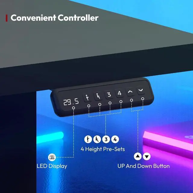 Alt view image 6 of 7 - L Shaped Standing Desk Adjustable Height, Electric Corner Standing Desk, 63 x 48 inch Sit Stand Computer Table with Splice Board, Black