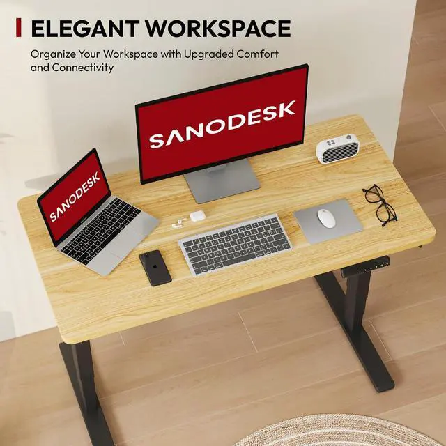 Alt view image 5 of 7 - 48" Electric Standing Desk,One-piece Dual Motor Height Adjustable Desk, Stable and Durable 3-Stage Stand up Desk for Home Office (Black Frame/48 x 30 Inch Maple top)