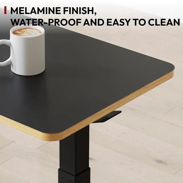 Alt view image 7 of 7 - Mobile Standing Desk with Hidden Wheels,Pneumatic Laptop Desk Rolling Computer Cart Movable Height Adjustable Small Sit Stand Desk for Home Office(31.5" W x 17.7" D, Black+Maple Band)