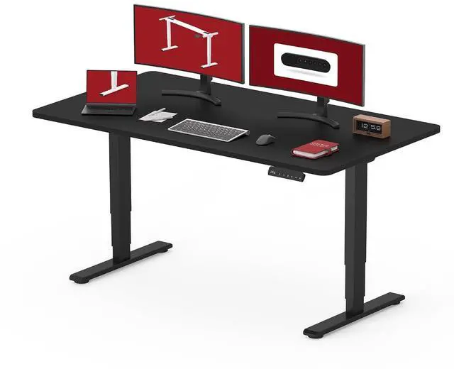Main image of 48" Electric Standing Desk,One-piece Dual Motor Height Adjustable Desk, Stable and Durable 3-Stage Stand up Desk for Home Office (Black Frame/ 48 x 30 Inch Black top)