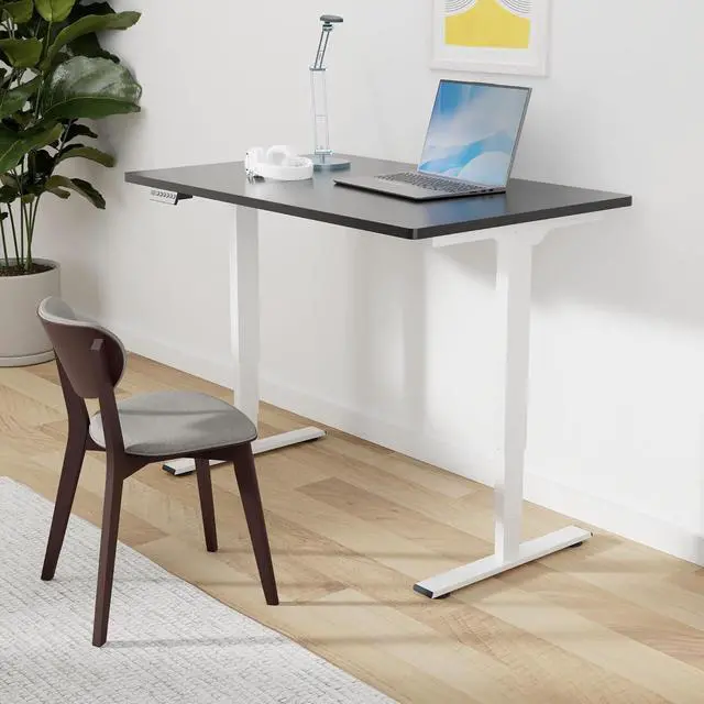 Alt view image 2 of 7 - 48" Electric Standing Desk,One-Piece Dual Motor Height Adjustable Desk, Stable and Durable 3-Stage Stand up Desk for Home Office (White Frame/48 x 30 Inch Black top)