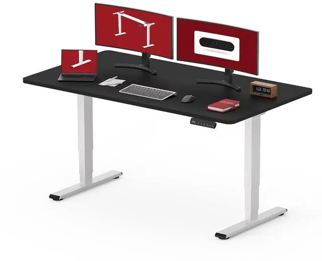 Main image of 48" Electric Standing Desk,One-Piece Dual Motor Height Adjustable Desk, Stable and Durable 3-Stage Stand up Desk for Home Office (White Frame/48 x 30 Inch Black top)