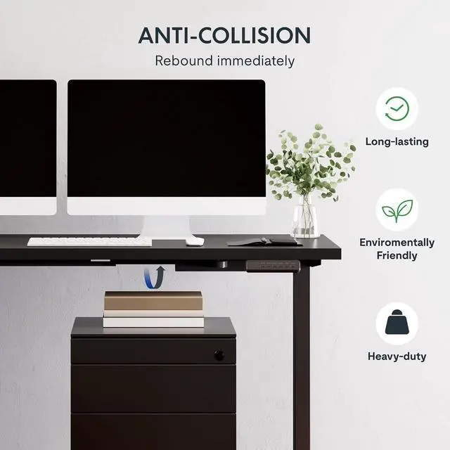 Alt view image 7 of 7 - L Shaped Electric Standing Desk with Drawer, 71 Inch Ergonomic Adjustable Height Desk with Storage, Corner Desk Sit Stand up Computer Table for Work Office Home, Black