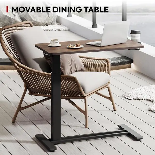 Alt view image 7 of 7 - Mobile Standing Desk with Hidden Wheels,Pneumatic Laptop Desk Rolling Computer Cart Movable Height Adjustable Small Sit Stand Desk for Home Office(31.5" W x 17.7" D,Black Walnut)