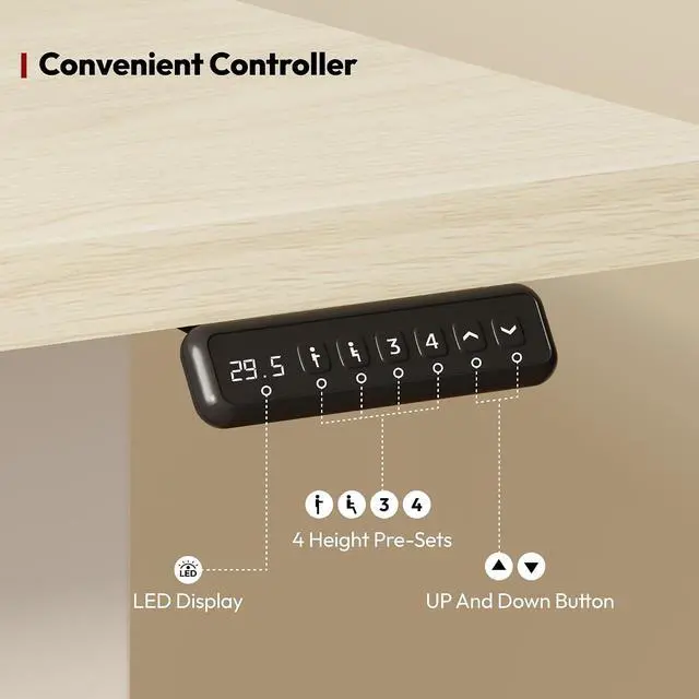 Alt view image 6 of 7 - L Shaped Standing Desk Adjustable Height, Electric Corner Standing Desk, 63 x 48 inch Sit Stand Computer Table with Splice Board, Maple