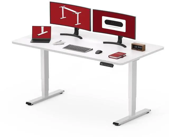 Main image of 48" Electric Standing Desk,One-Piece Dual Motor Height Adjustable Desk, Stable and Durable 3-Stage Stand up Desk for Home Office (White Frame/48 x 30 Inch White top)