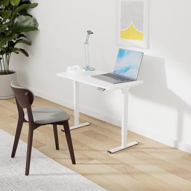Alt view image 2 of 7 - 48" Electric Standing Desk,One-Piece Dual Motor Height Adjustable Desk, Stable and Durable 3-Stage Stand up Desk for Home Office (White Frame/48 x 30 Inch White top)
