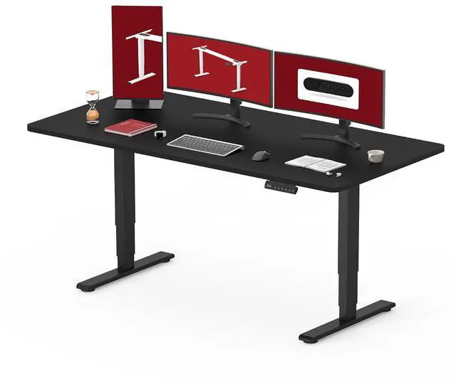 Main image of 55" Electric Standing Desk,One-piece Dual Motor Height Adjustable Desk, Stable and Durable 3-Stage Stand up Desk for Home Office (Black Frame/55 x 28 Inch Black top)