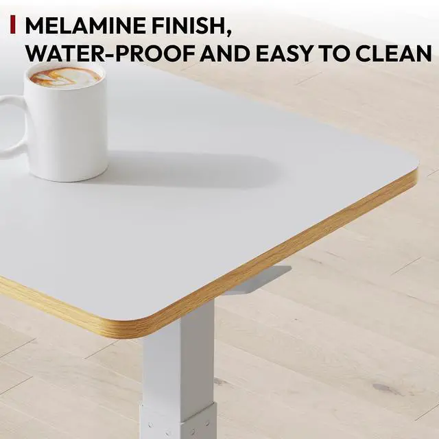 Alt view image 7 of 7 - Mobile Standing Desk with Hidden Wheels,Pneumatic Laptop Desk Rolling Computer Cart Movable Height Adjustable Small Sit Stand Desk for Home Office(27.6" W x 15.7" D, White+Maple Band)