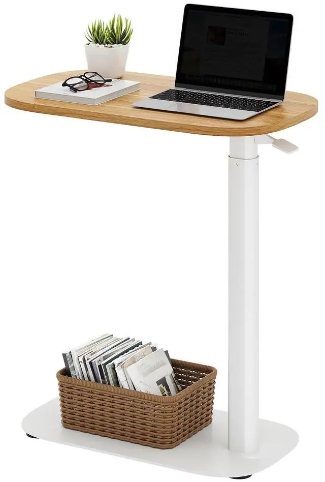Main image of Small Standing Desk Pneumatic Height Adjustable Small Sit Stand Desk Laptop Desk Overbed Table Computer Cart for Home Office Computer Workstations(23.6" W x 13.8" D,Maple)