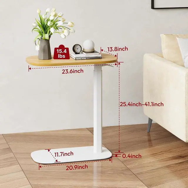 Alt view image 2 of 7 - Adjustable Overbed Bedside Table Pneumatic Adjustable Height Laptop Computer Standing Desk Cart with Tray, Hospital and Home Use(23.6" W x 13.8" D,Maple)