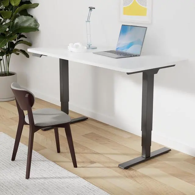 Alt view image 2 of 7 - 55" Electric Standing Desk,One-piece Dual Motor Height Adjustable Desk, Stable and Durable 3-Stage Stand up Desk for Home Office (Black Frame/55 x 28 Inch White top)