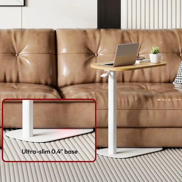 Alt view image 5 of 7 - Small Standing Desk Pneumatic Height Adjustable Small Sit Stand Desk Laptop Desk Overbed Table Computer Cart for Home Office Computer Workstations(23.6" W x 13.8" D,Maple)