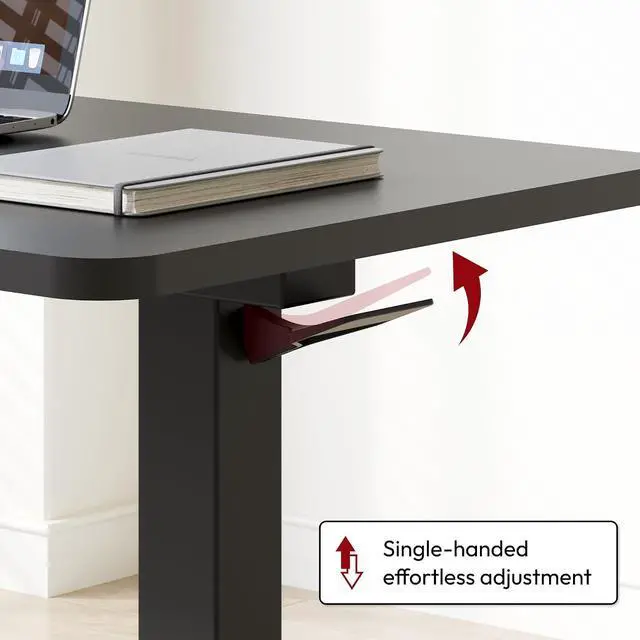 Alt view image 7 of 7 - Mobile Standing Desk with Hidden Wheels,Pneumatic Laptop Desk Rolling Computer Cart Movable Height Adjustable Small Sit Stand Desk for Home Office(31.5" W x 17.7" D, Black)