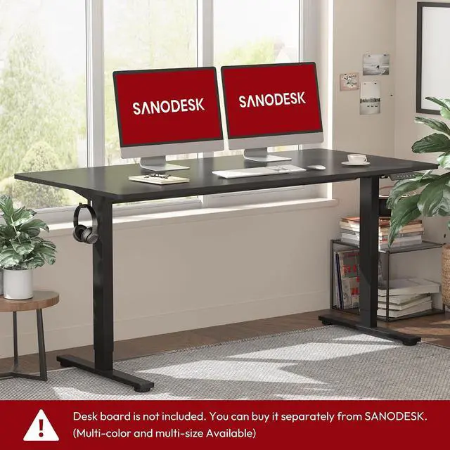 Alt view image 3 of 7 - Single Motor 2 Stage Electric Height Adjustable Standing Desk Frame Heavy Duty 176lbs Load Capacity for Home Office (Black Frame Only)