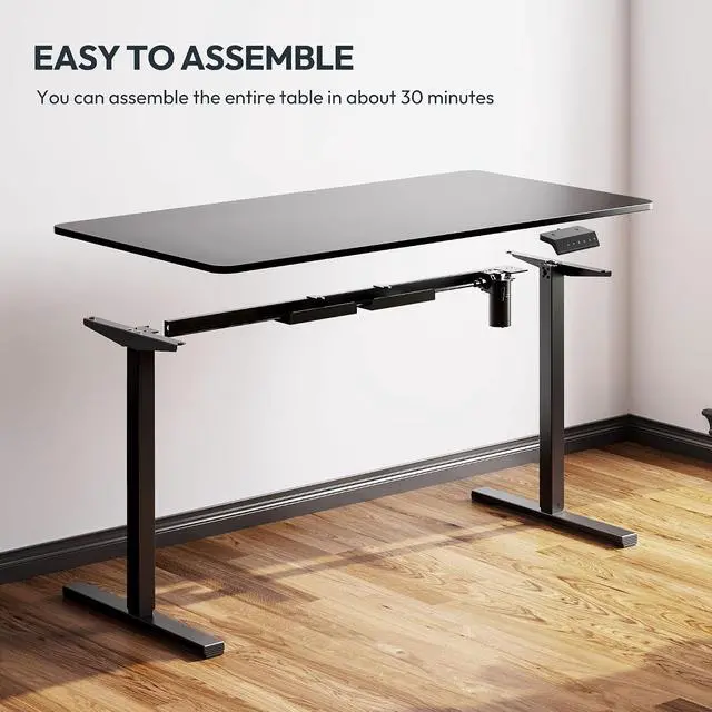 Alt view image 6 of 7 - Single Motor 2 Stage Electric Height Adjustable Standing Desk Frame Heavy Duty 176lbs Load Capacity for Home Office (Black Frame Only)