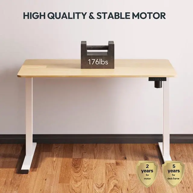 Alt view image 6 of 7 - Single Motor 2 Stage Electric Height Adjustable Standing Desk Frame Heavy Duty 176lbs Load Capacity for Home Office (White Frame Only)