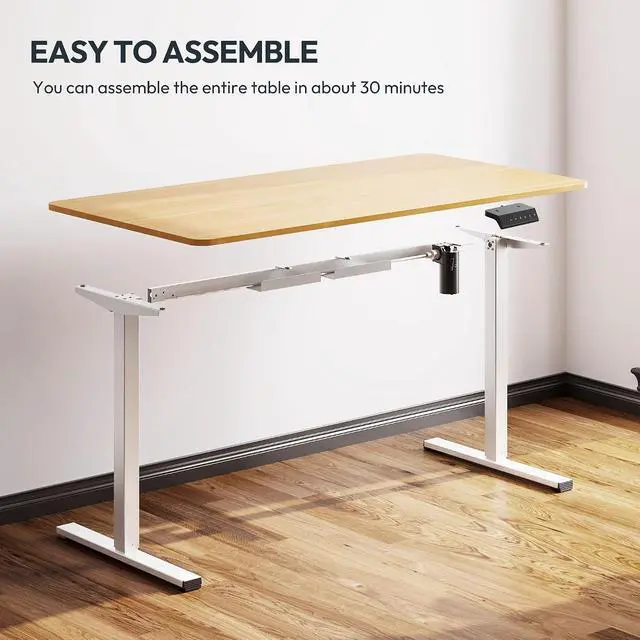 Alt view image 7 of 7 - Single Motor 2 Stage Electric Height Adjustable Standing Desk Frame Heavy Duty 176lbs Load Capacity for Home Office (White Frame Only)