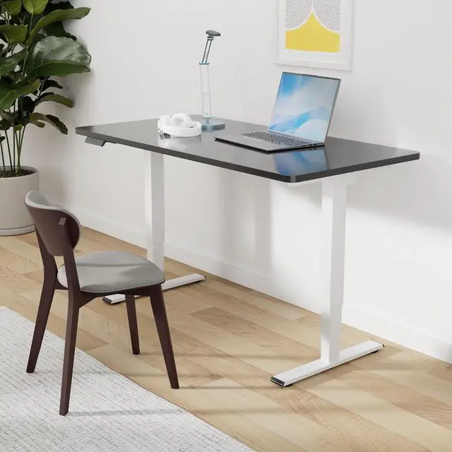 Alt view image 2 of 7 - 55" Electric Standing Desk,One-Piece Dual Motor Height Adjustable Desk, Stable and Durable 3-Stage Stand up Desk for Home Office (White Frame/55 x 28 Inch Black top)