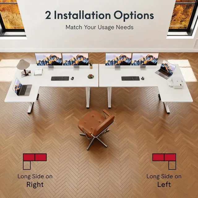 Alt view image 5 of 7 - 4-Leg L Shaped Standing Desk, Electric Height Adjustable Desk with Memory Presets for Home Office, Stand up Desk Computer Workstation, 78x43 Inches White
