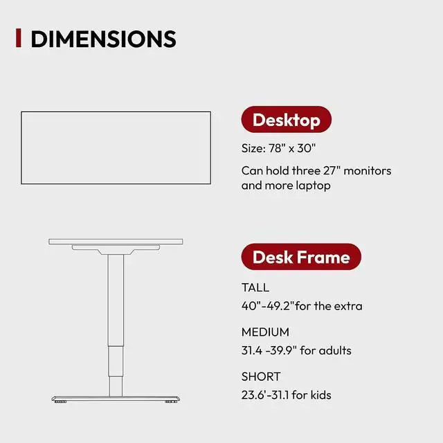 Alt view image 5 of 7 - Standing Desk 3 Stages Dual Motor 60 inch Whole-Piece Real Bamboo Desktop Height Adjustable Desk for Home Office Stand Up (Black Frame/ 60" Curved Natural Bamboo Top)
