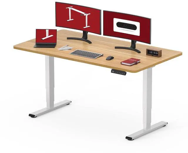 Main image of 48" Electric Standing DeskOne-Piece Dual Motor Height Adjustable Desk, Stable and Durable 3-Stage Stand up Desk for Home Office (White Frame/48 x 30 Inch Maple top)