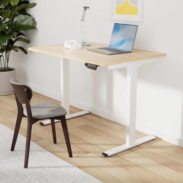 Alt view image 2 of 7 - 48" Electric Standing DeskOne-Piece Dual Motor Height Adjustable Desk, Stable and Durable 3-Stage Stand up Desk for Home Office (White Frame/48 x 30 Inch Maple top)