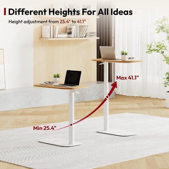 Alt view image 5 of 7 - Adjustable Overbed Bedside Table Pneumatic Adjustable Height Laptop Computer Standing Desk Cart with Tray, Hospital and Home Use(23.6" W x 13.8" D,Maple)