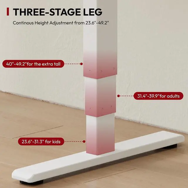 Alt view image 7 of 7 - Standing Desk with Dual Motor, 3-Stage Lifting Column, Handset with 3 Preset and Sit-Stand Reminder - 60 inch One-piece Maple Desk/Black Frame, Height Adjustable Desk for Home and Office