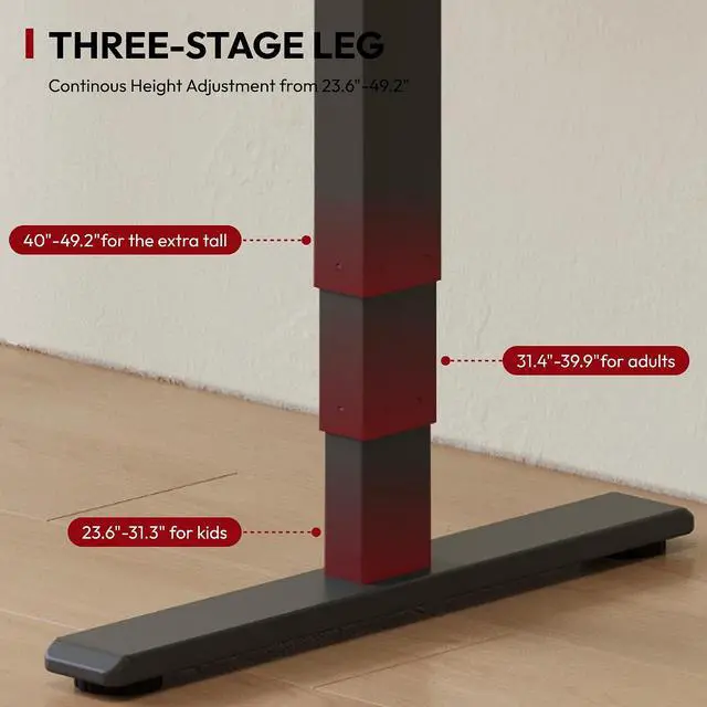 Alt view image 5 of 7 - Standing Desk with Dual Motor, 3-Stage Lifting Column, Handset with 3 Preset and Sit-Stand Reminder - 60 inch One-piece Mahoney Desk/Black Frame, Height Adjustable Desk for Home and Office