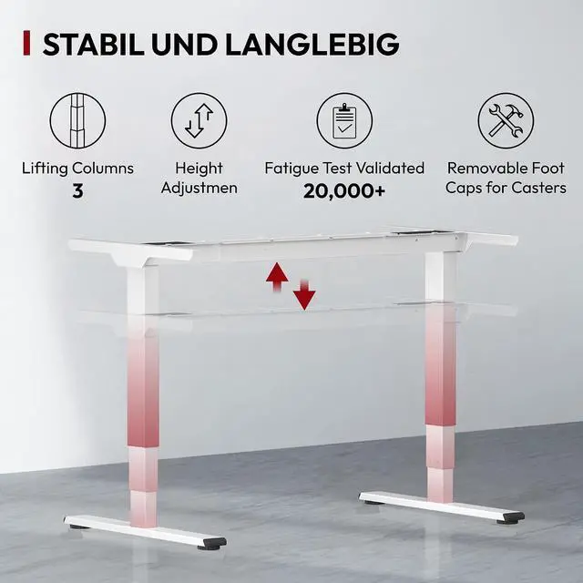 Alt view image 3 of 7 - Dual Motor 3 Stage Electric Height Adjustable Standing Desk Frame Heavy Duty 220lbs Load Capacity for Home Office (White Frame Only)