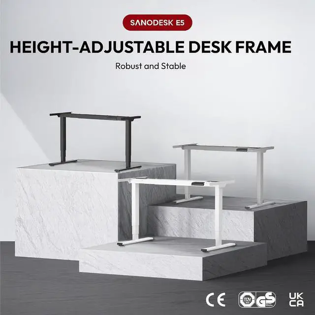 Alt view image 2 of 7 - Dual Motor 3 Stage Electric Height Adjustable Standing Desk Frame Heavy Duty 220lbs Load Capacity for Home Office (White Frame Only)