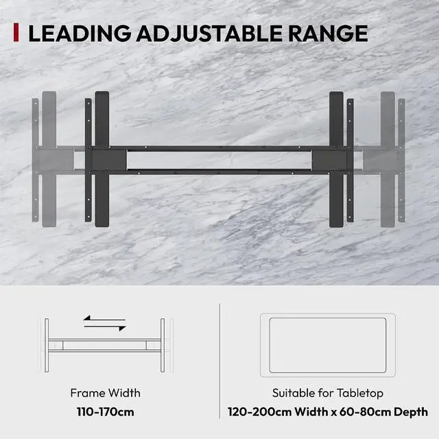 Alt view image 5 of 7 - Dual Motor 3 Stage Electric Height Adjustable Standing Desk Frame Heavy Duty 220lbs Load Capacity for Home Office (Black Frame Only)