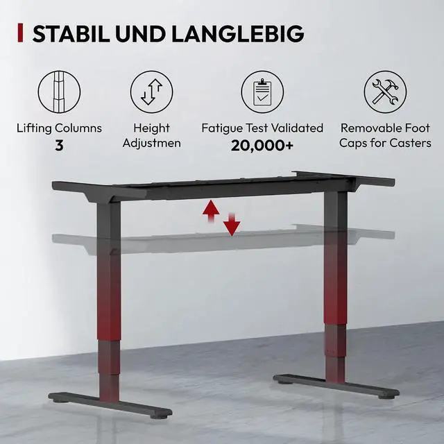 Alt view image 3 of 7 - Dual Motor 3 Stage Electric Height Adjustable Standing Desk Frame Heavy Duty 220lbs Load Capacity for Home Office (Black Frame Only)