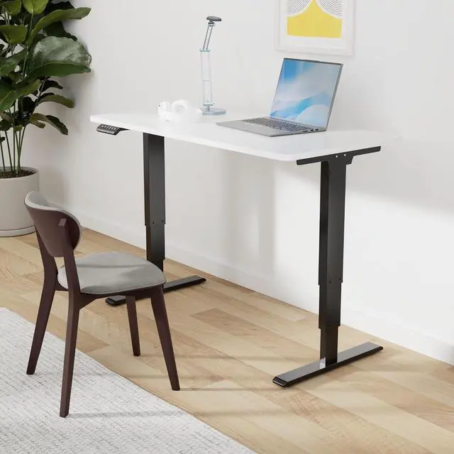 Alt view image 2 of 7 - 48" Electric Standing Desk,One-piece Dual Motor Height Adjustable Desk, Stable and Durable 3-Stage Stand up Desk for Home Office (Black Frame/48 x 30 Inch White top)