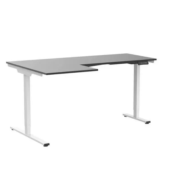 Alt view image 5 of 7 - Electric Corner L-Shaped 71 x 63 in Standing Desk, Memory Height Adjustment, Black Top Black Frame