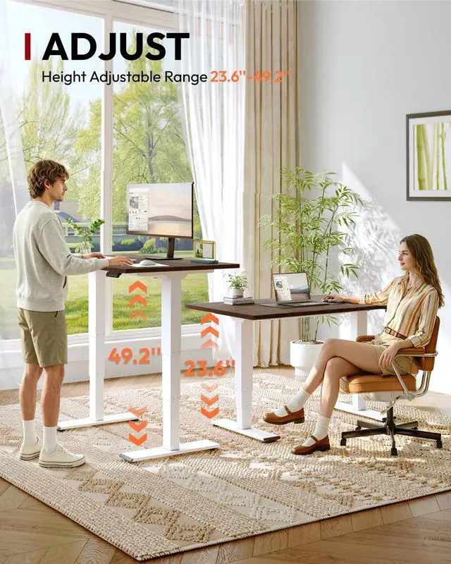 Alt view image 6 of 7 - Solid Bamboo 3-Stage Dual Motor Standing Desk 72×30 One-Piece Top, Holds 220 lbs, Spacious Ergonomic Sit Stand Desk with Memory Presets for Home Office, White Frame/Walnut Bamboo