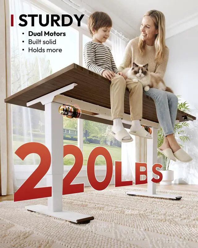 Alt view image 4 of 7 - Solid Bamboo 3-Stage Dual Motor Standing Desk 72×30 One-Piece Top, Holds 220 lbs, Spacious Ergonomic Sit Stand Desk with Memory Presets for Home Office, White Frame/Walnut Bamboo