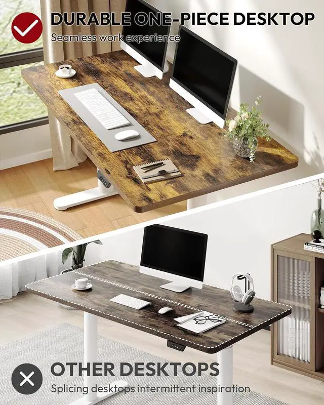 Alt view image 4 of 7 - Standing Desk with Rounded-Column & One-Piece Desktop - 55"x28" Electric Adjustable Desk for Home Office, Memory Height Control, White Frame