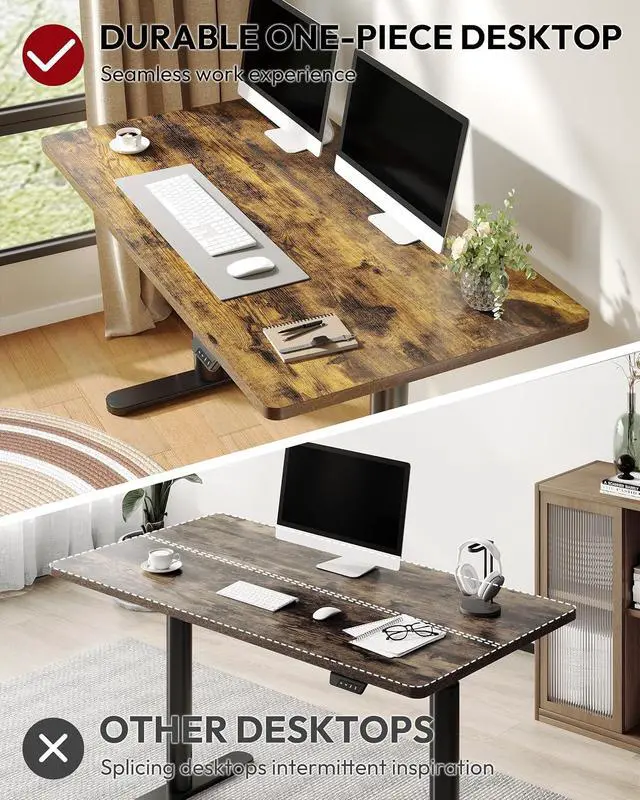 Alt view image 4 of 7 - Standing Desk with Rounded-Column & One-Piece Desktop - 55"x28" Electric Adjustable Desk for Home Office, Memory Height Control, Black Frame