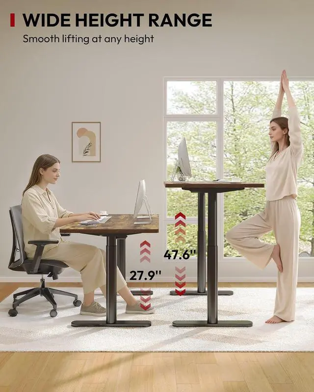 Alt view image 5 of 7 - Standing Desk with Rounded-Column & One-Piece Desktop - 55"x28" Electric Adjustable Desk for Home Office, Memory Height Control, Black Frame