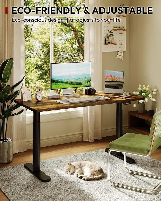 Alt view image 7 of 7 - Standing Desk with Rounded-Column & One-Piece Desktop - 48"x24" Electric Adjustable Desk for Home Office, Memory Height Control, Black Frame