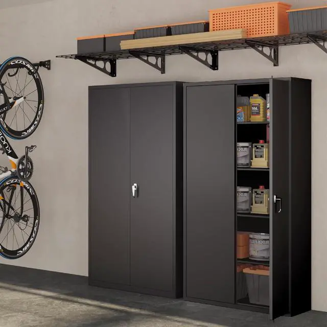 Alt view image 2 of 2 - Metal Storage Cabinet with Locking Door and Adjustable Shelf,71" Tall Black File Cabinet for Home, School, Office
